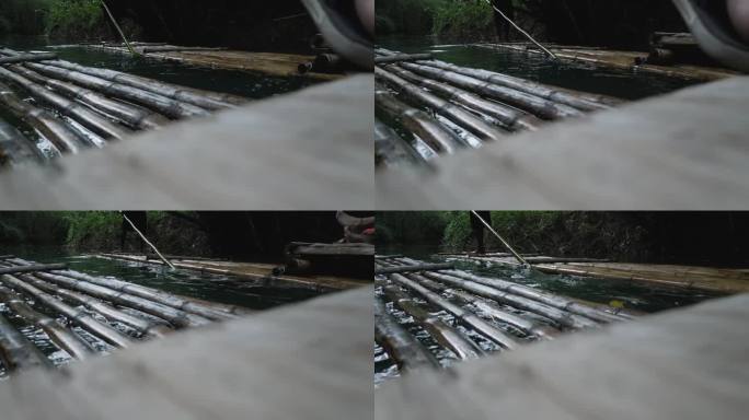 牙买加玛莎布雷河上的木筏航拍视频，