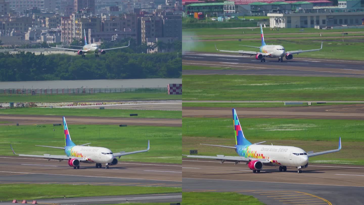 中州航空波音737货机降落全过程特写镜头