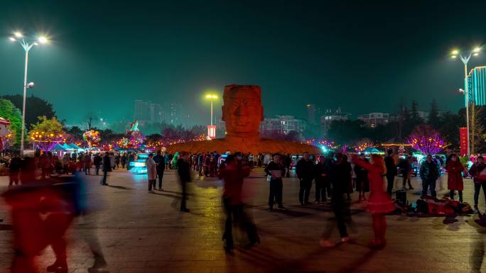 乐至帅乡广场夜间大范围移动延时