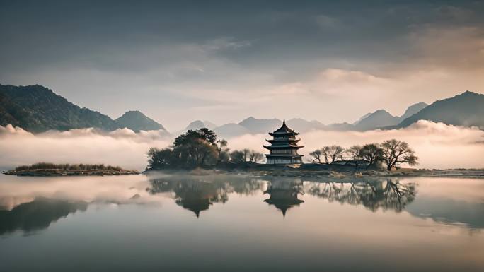 中国风大屏幕背景 水墨山水