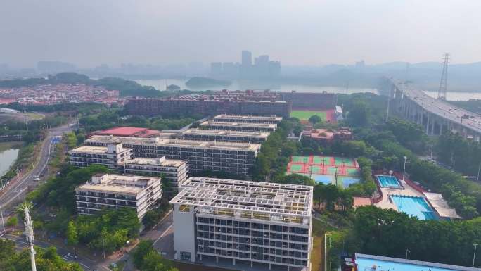 广州美术学院大学城校区航拍校园番禺区风景