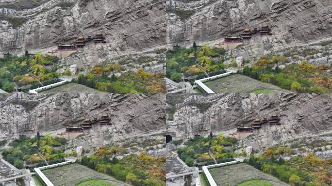 山西 悬空寺 航拍 高清 景点