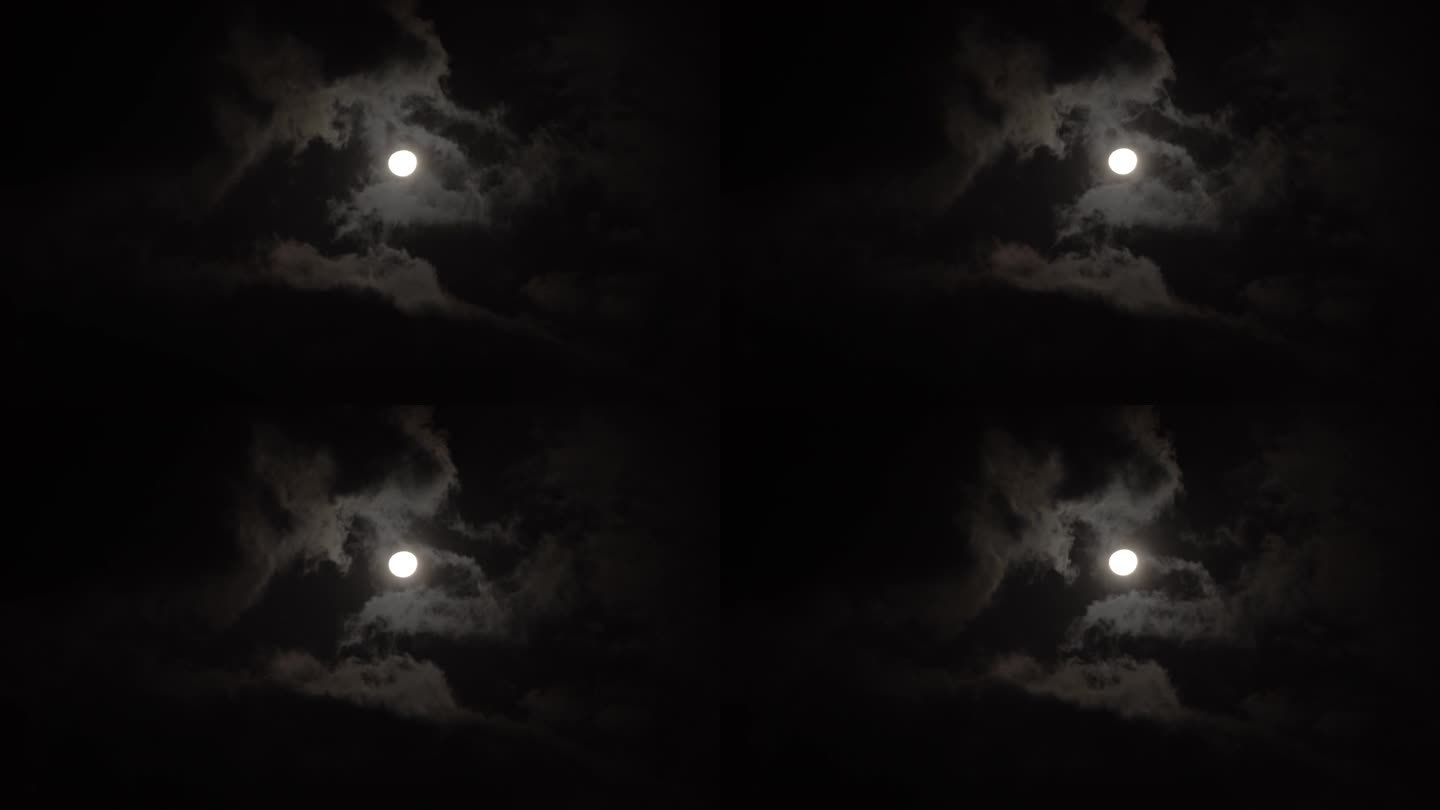 月亮带着乌云移动过去。宽阔的视野