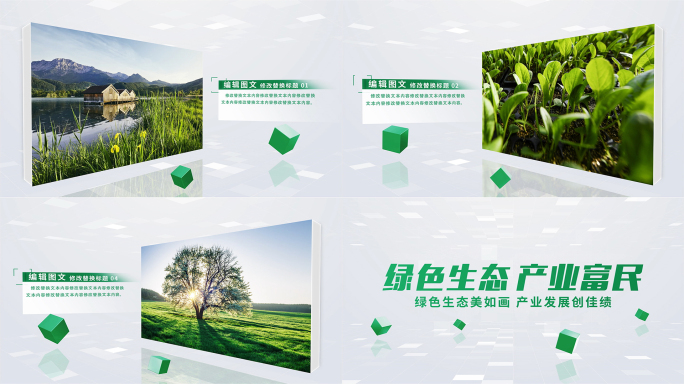 绿色生态农业立体单张图文包装照片展示AE
