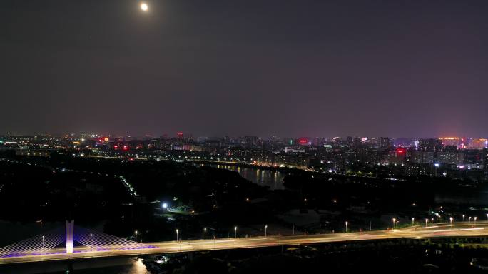 68-道路交通延时-航拍梨川桥夜景