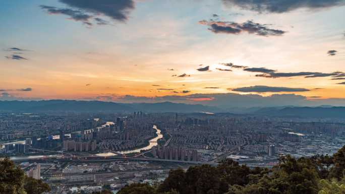 福州鼓山全景8k日转夜延时摄影