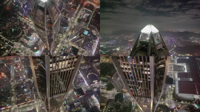 平安金融中心夜晚夜景深圳航拍城市地标高楼