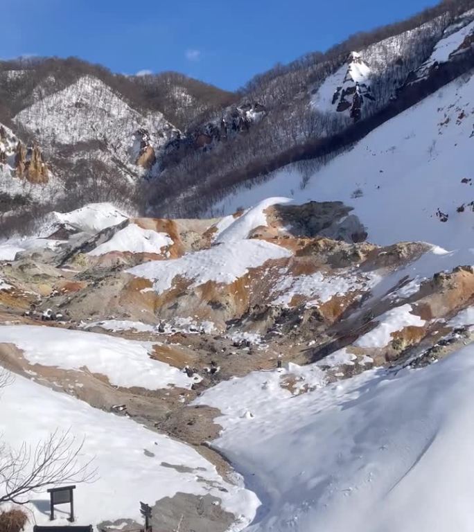 地狱谷(地狱谷)，北海道热气腾腾的火山，温泉。