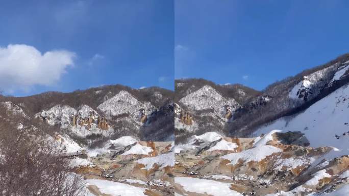 地狱谷(地狱谷)，北海道热气腾腾的火山，温泉。