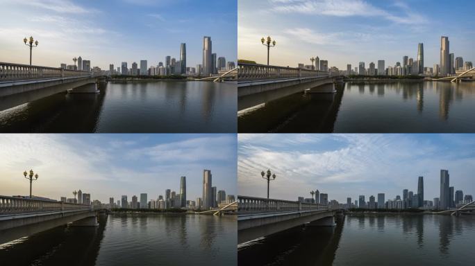 广州大桥与珠江新城黄昏延时