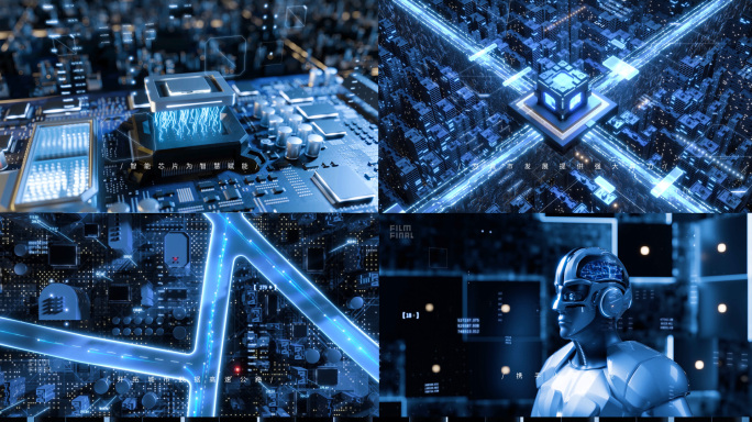 【AE含无字视频】概念科技虚拟城市芯片
