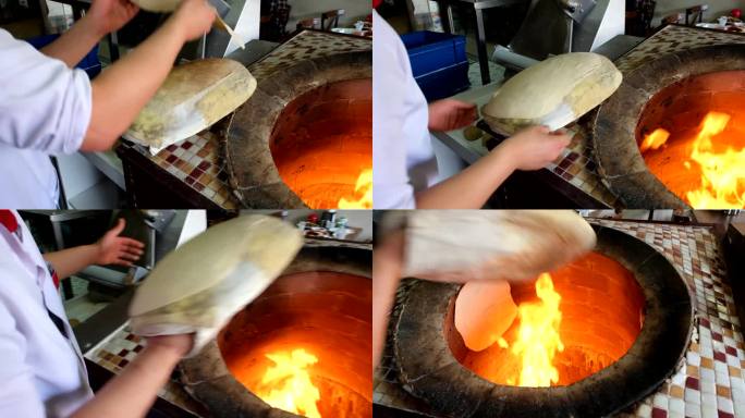 制作皮塔饼，阿拉伯面包，叙利亚面包，阿拉伯Khubz，印度扁面包。