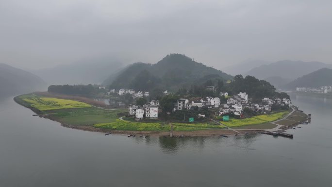 新安江山水画廊风景区  航拍 春天油菜花