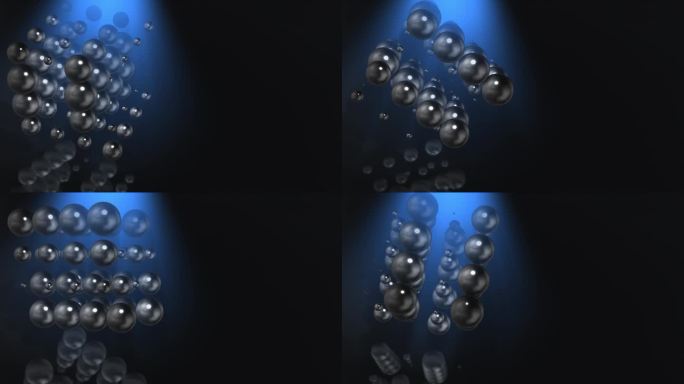 摘要具有复制空间的反射球体三维动画循环。