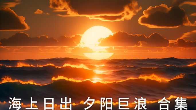 海上日出与夕阳下的海浪大海