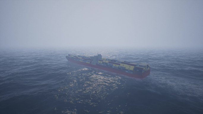 海上大雾航行 轮船 货轮 运输船