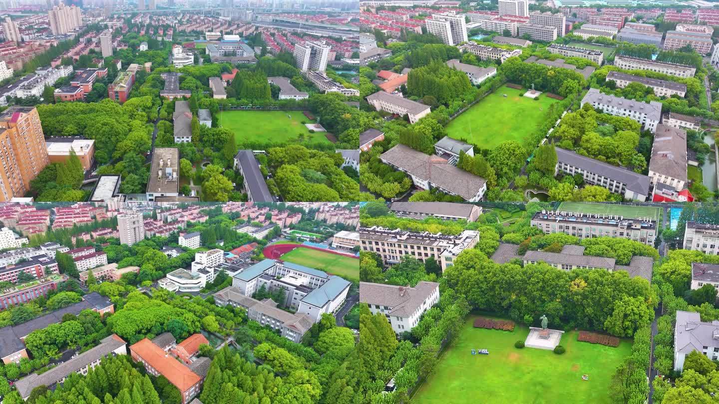 上海市华东理工大学徐汇校区航拍校园风景风