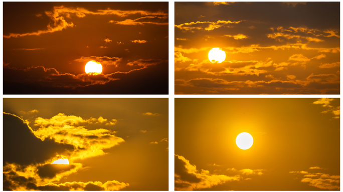 太阳升起空镜，4K长焦实拍日出延时红日
