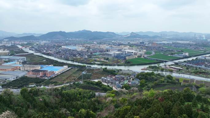 航拍浙东（杭甬）运河萧山所前段风光