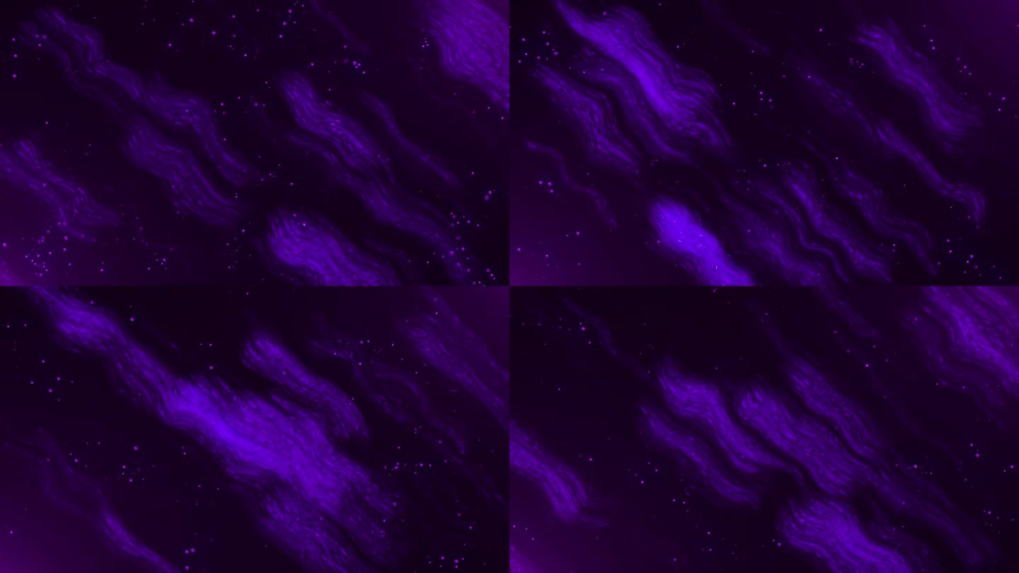 无缝抽象紫色波浪迷幻背景循环播放。黑色背景上弯曲的白线的平滑运动