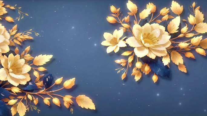 8K宽屏大屏高级花海金色花朵花丛艺术背景