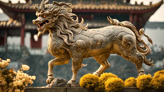 麒麟 雕塑 中国神兽