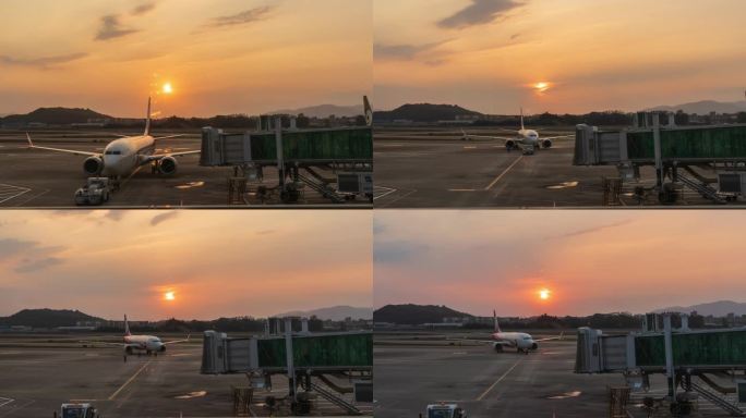 福州机场日落延时摄影