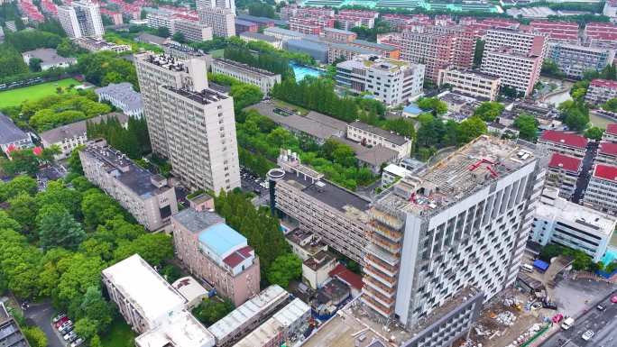 上海市华东理工大学徐汇校区航拍校园风景风