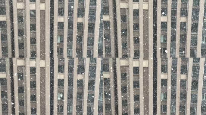城市下雪高楼下雪场景空镜