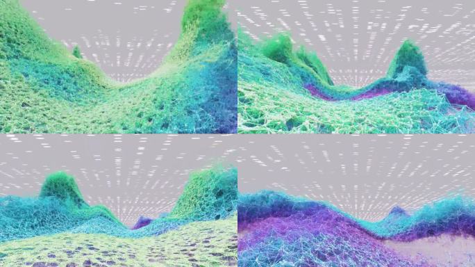 复杂数据结构，循环动画-数字创新，人工智能，大数据-白，蓝，绿，紫