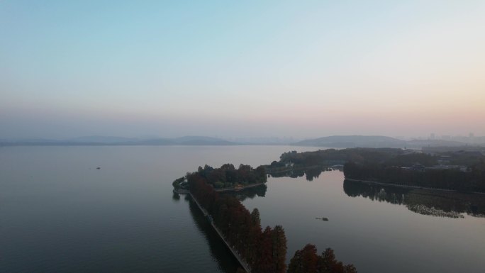 航拍武汉旅游5A级东湖绿道自然风景