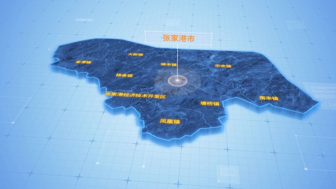 张家港市三维地图科技感ae模板