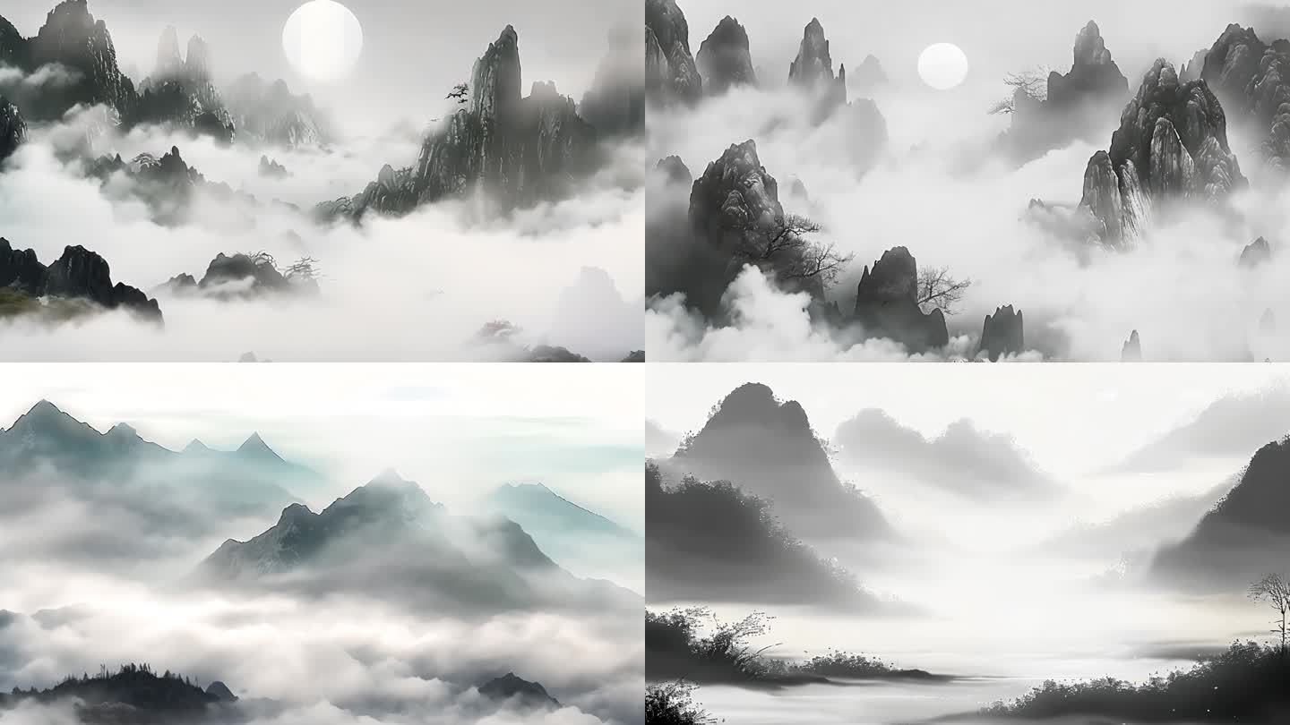 水墨山水中国风意境山水风景