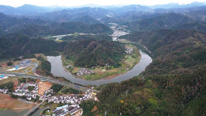 新安江山水画廊自然风光徽文化古村落航拍