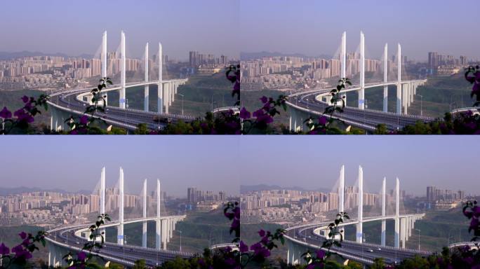 清晨时的重庆蔡家嘉陵江大桥4K视频
