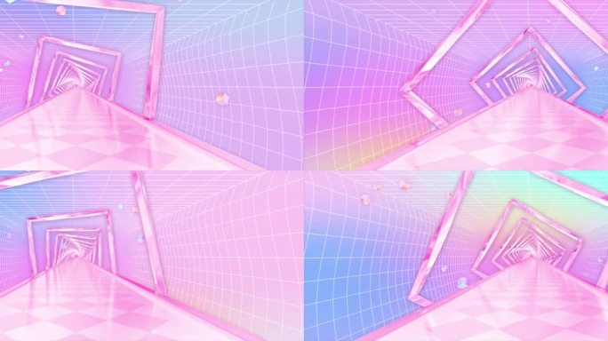 【8k】梦幻唯美粉色镭射几何体穿梭
