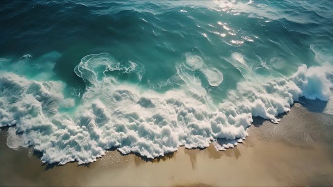 慢镜头俯视大海航拍正上方拍摄蔚蓝海水