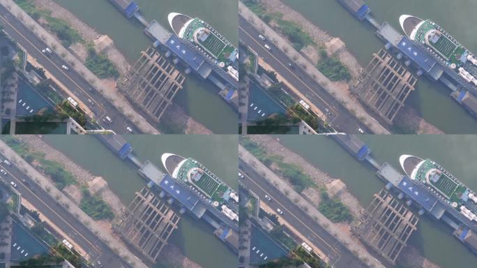 重庆朝天门码头高空俯视4K视频
