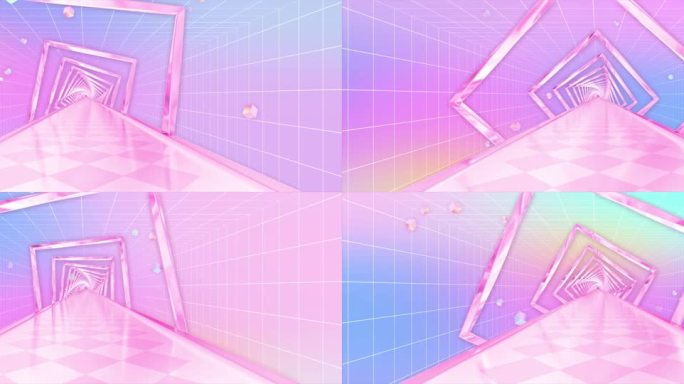 【8k】梦幻唯美粉色镭射几何体穿梭