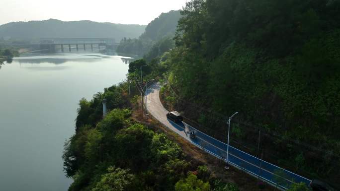 广东肇庆 封开贺江 绿道跟车航拍