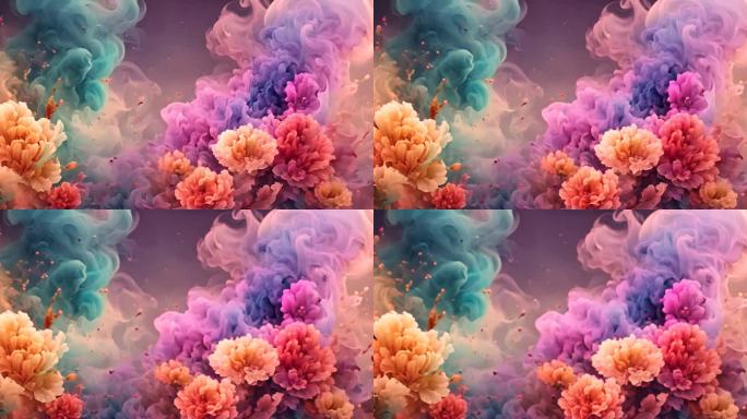 烟雾花朵 抽象艺术 色彩斑斓