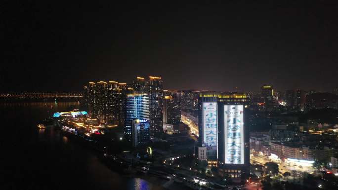芜湖城市夜景航拍 烟花绽放视频片头