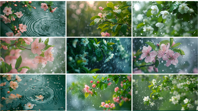 雨季的花多镜头合集 雨滴露水