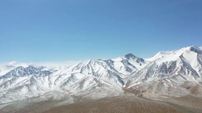 4K航拍昆仑山口雪山冰河自然景观