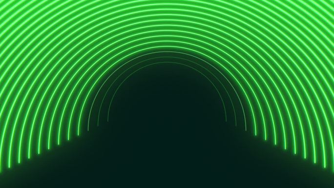 反射隧道迷人的霓虹绿线照亮了道路