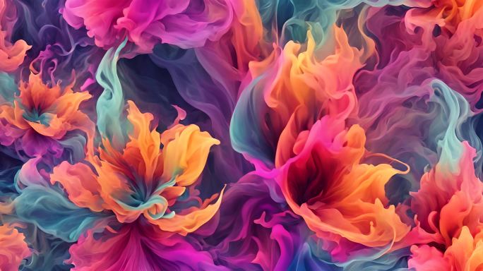 烟雾花朵 抽象艺术 色彩斑斓