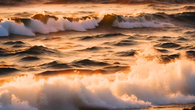 夕阳波浪浪花