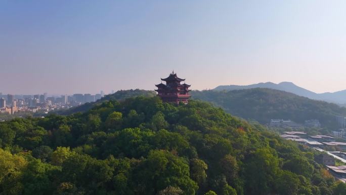 杭州城隍阁景区航拍上城区风景风光