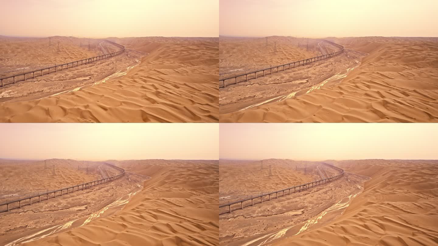 敦煌沙漠沙尘暴航拍