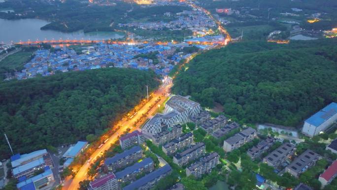 湖北武汉中国地质大学夜晚夜景航拍洪山区城